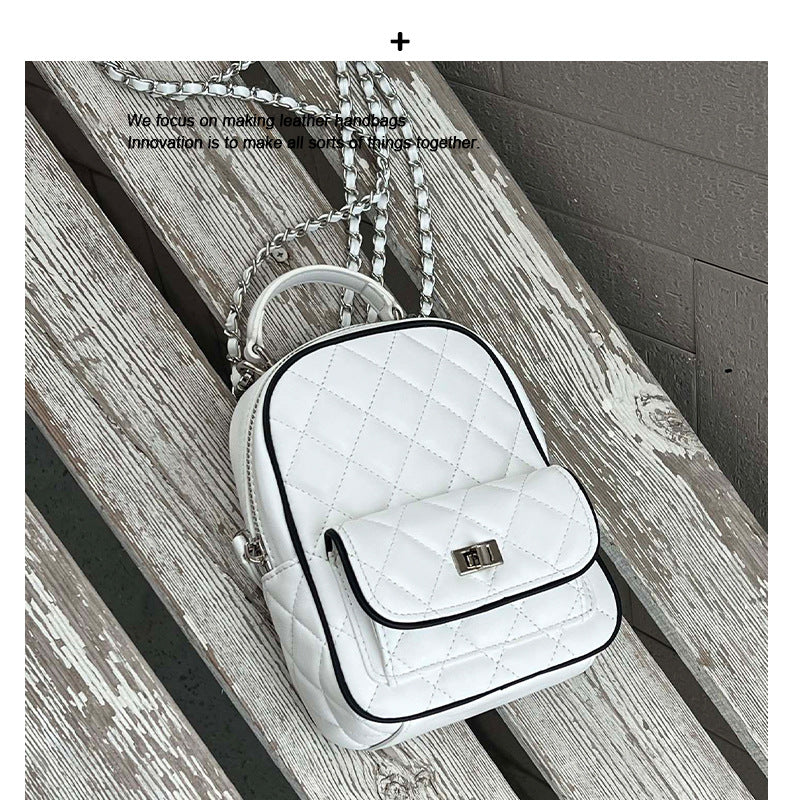 高级感小众菱格双肩包包女2025新款时尚百搭双肩书包单肩旅行包潮