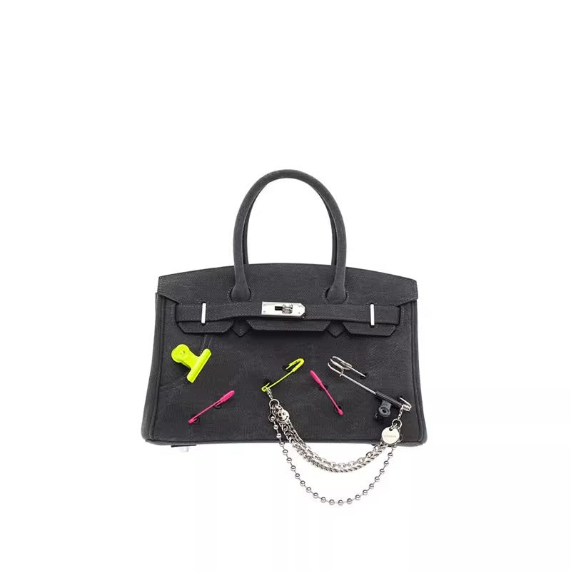 小众恶搞铂金包包女ins潮迷你牛仔帆布辣妹包高级感单肩斜挎包