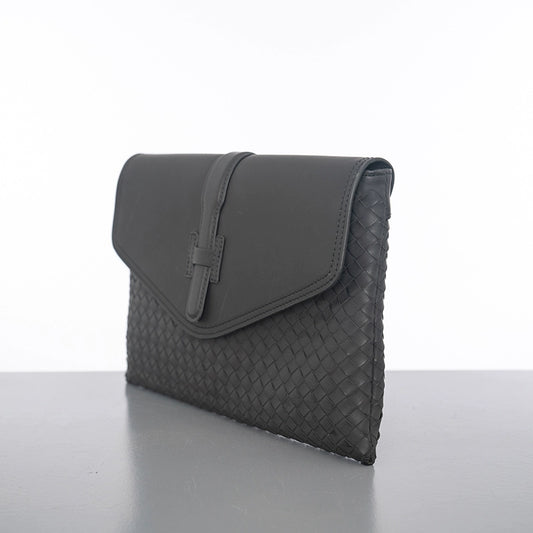 X&BV手包男真皮休闲商务编织青年潮流手抓包夹包信封包男士手拿包