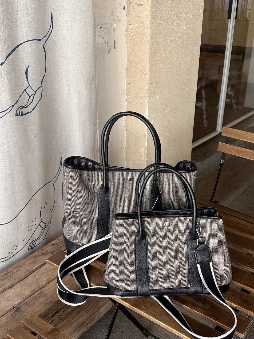 包包女2024新款秋冬欧美时尚百搭毛呢牛皮手提花园包单肩斜挎包潮