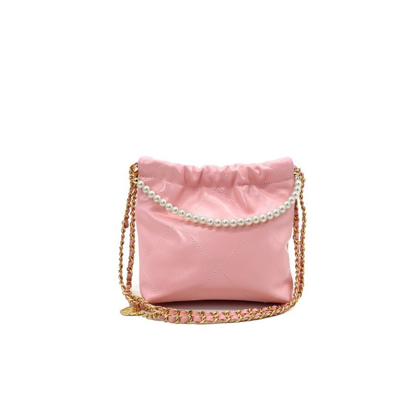 小香风ins潮慵懒风垃圾袋女包22bag大容量托特包真皮菱格包 代发