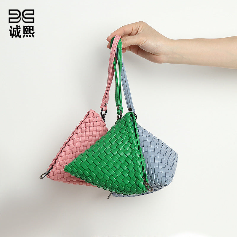 手工编织包小巧收纳包端午节粽子零钱包三角形个性创意单肩斜挎包