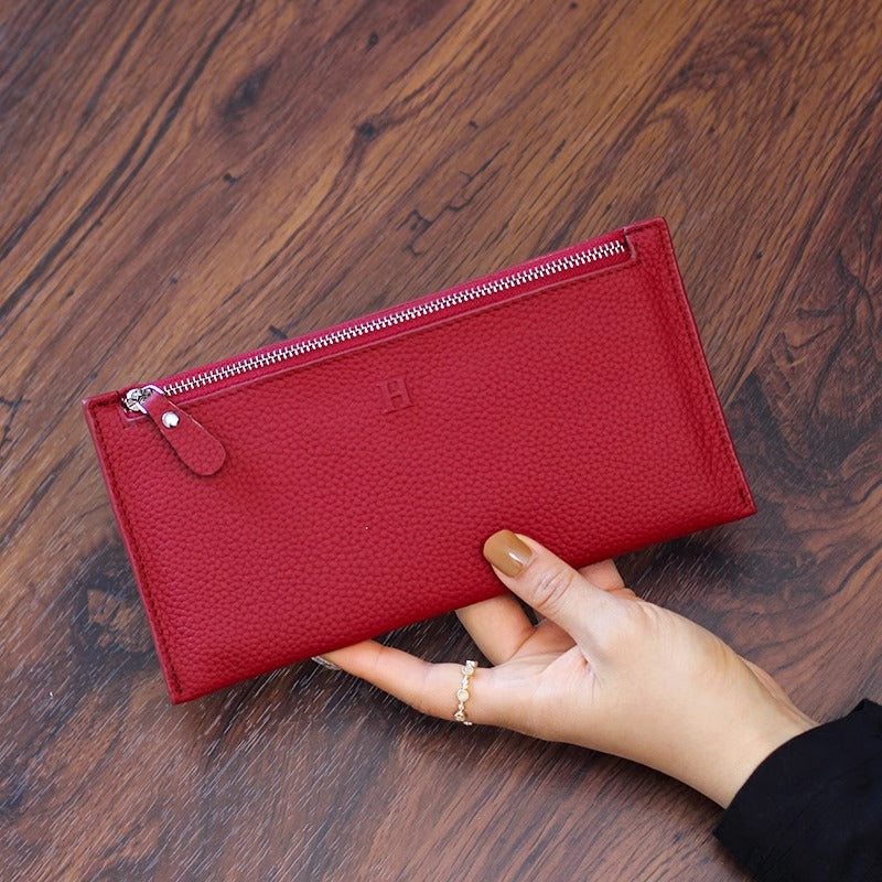 超薄真皮钱包女士2024新款高档头层牛皮手拿手机包卡包精致零钱包