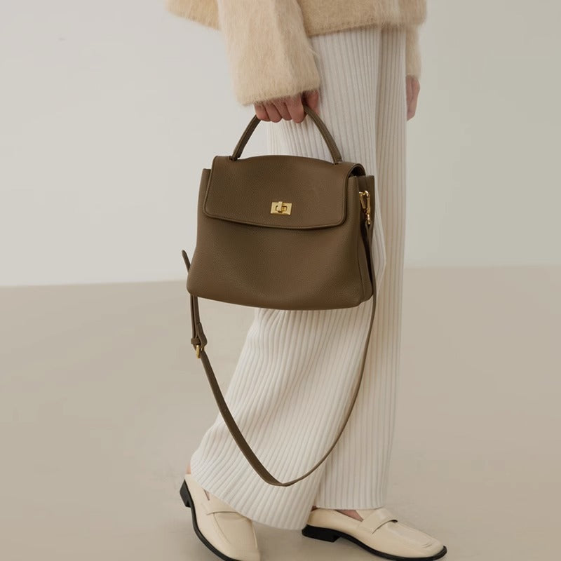 头层togo牛皮手提包通勤百搭单肩包女包时尚小众配双肩带无痕代发