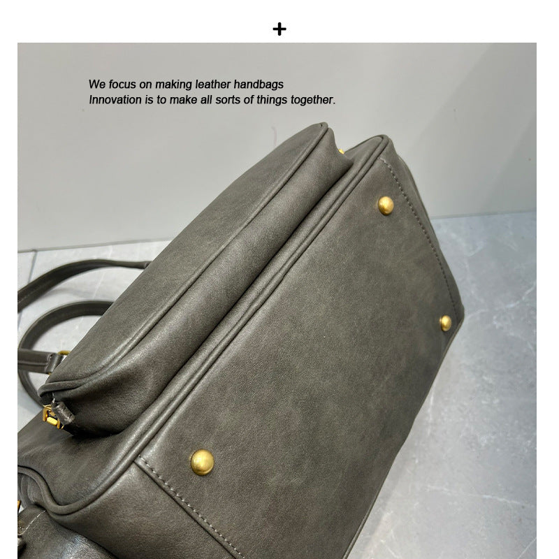 植鞣牛皮托特包大容量包包女式2024秋冬新款腋下单肩大包波士顿包