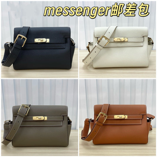 凯丽messenger邮差头层togo牛皮包百搭复古高级感单肩斜挎马鞍包