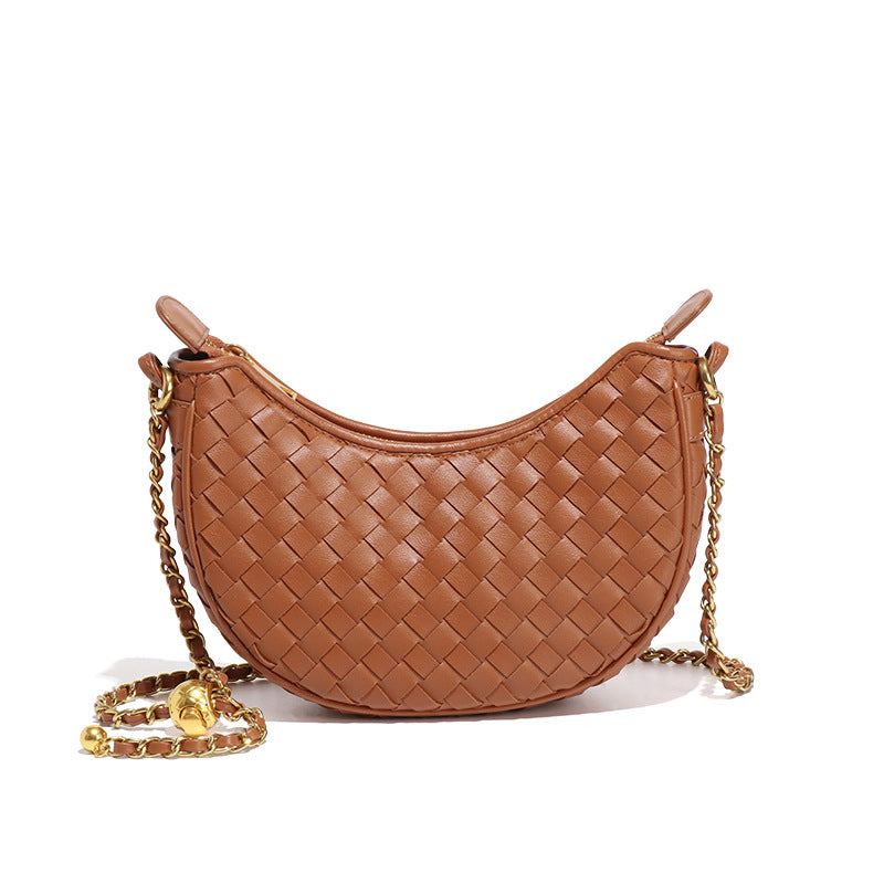 女包2025设计感月牙包新潮编织单肩包马卡龙新月包休闲斜挎月亮包