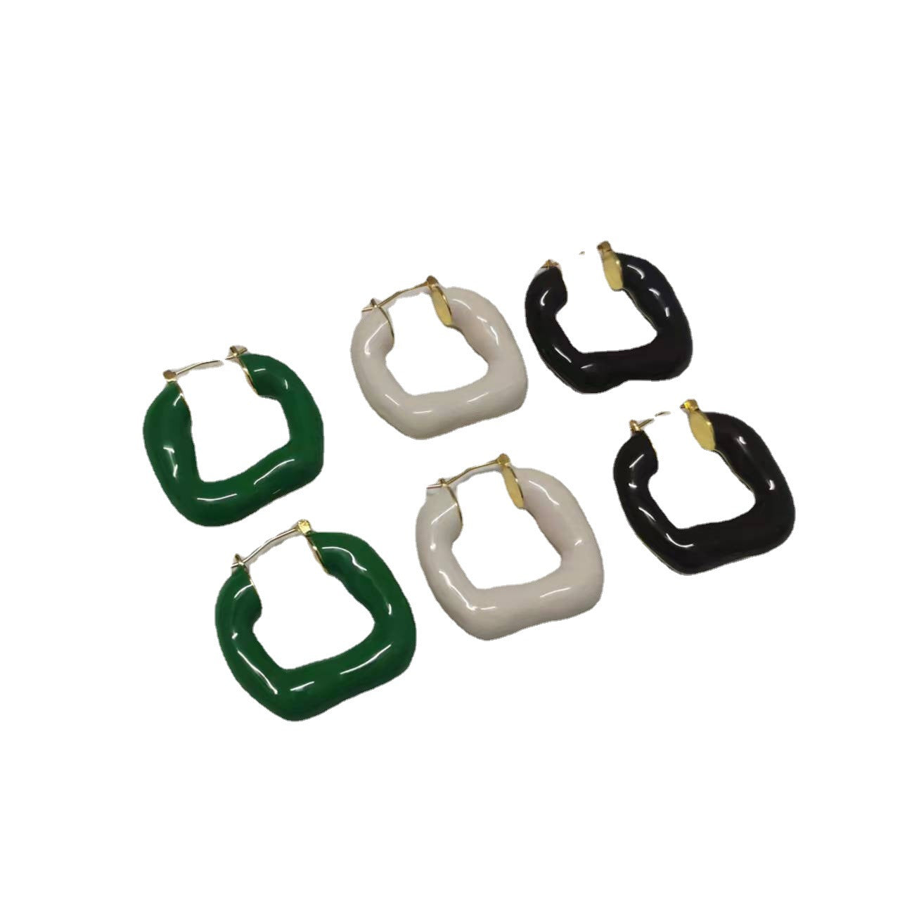 BV家21新款珐琅不规则U形耳环女高级感气质重工彩色几何形耳扣