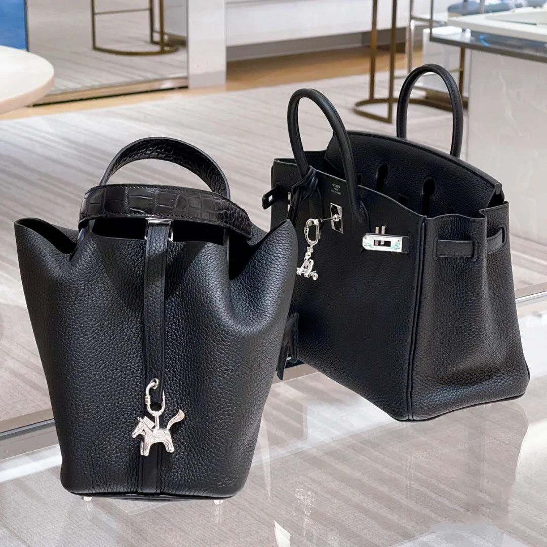 香港代购包包2023新款水桶包菜篮子女包真皮手提包妈咪包新娘婚包