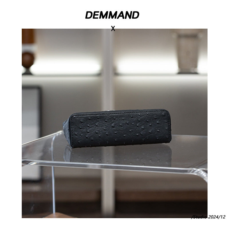 真皮lp包包 19饭盒包高级感鸵鸟纹手提盒子包百搭单肩斜挎小方包