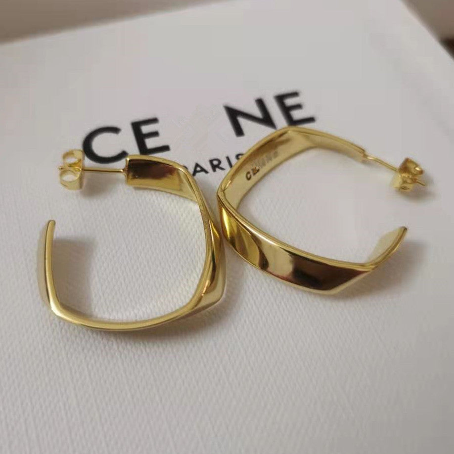 赛家新款复古方形耳圈时尚几何耳环潮韩国气质冷淡风耳钉女