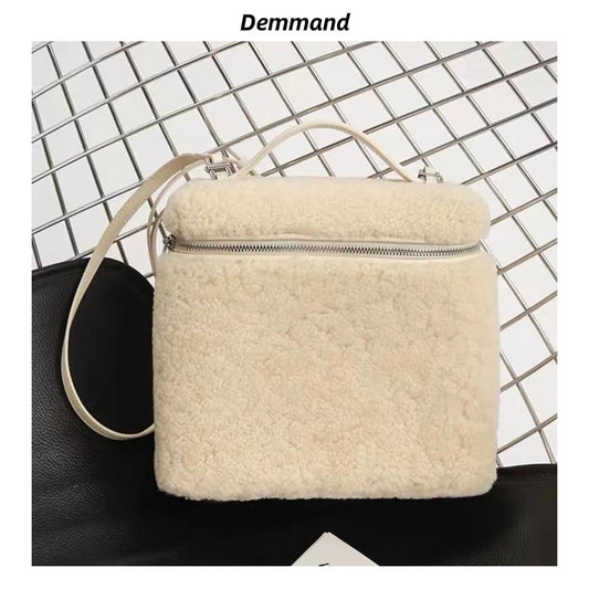 秋冬新款毛绒羊羔皮包包女士手提包休闲包包旅行双肩带背包女便携