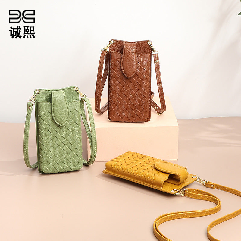 跨境时尚手工编织包纯色小巧卡包手机包潮流百搭单肩斜跨迷你女包