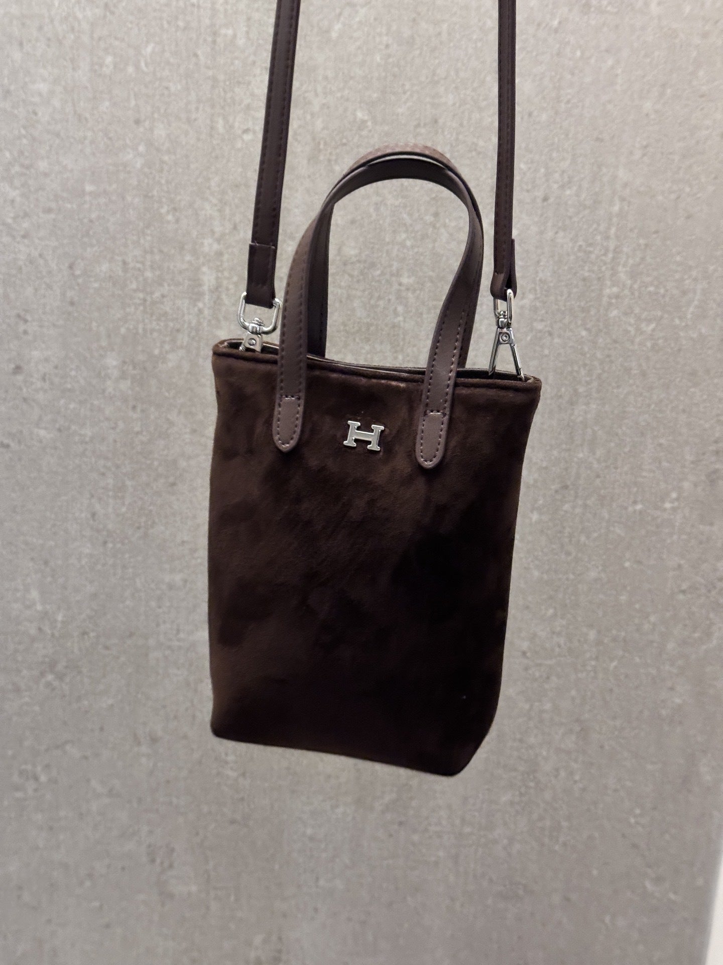 小众头层磨砂皮手机包麂皮绒面单肩斜挎包简约时尚女包轻便小包包