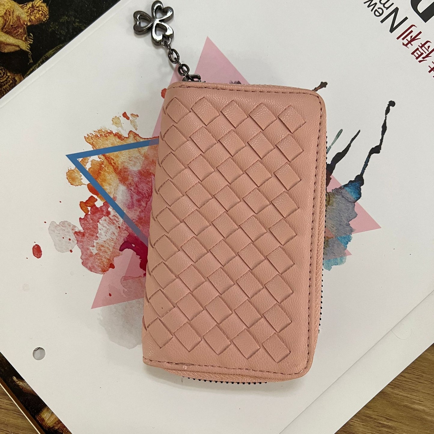 2025新款时尚零钱包卡包女手工编织多隔层多卡位银行卡卡包收纳包