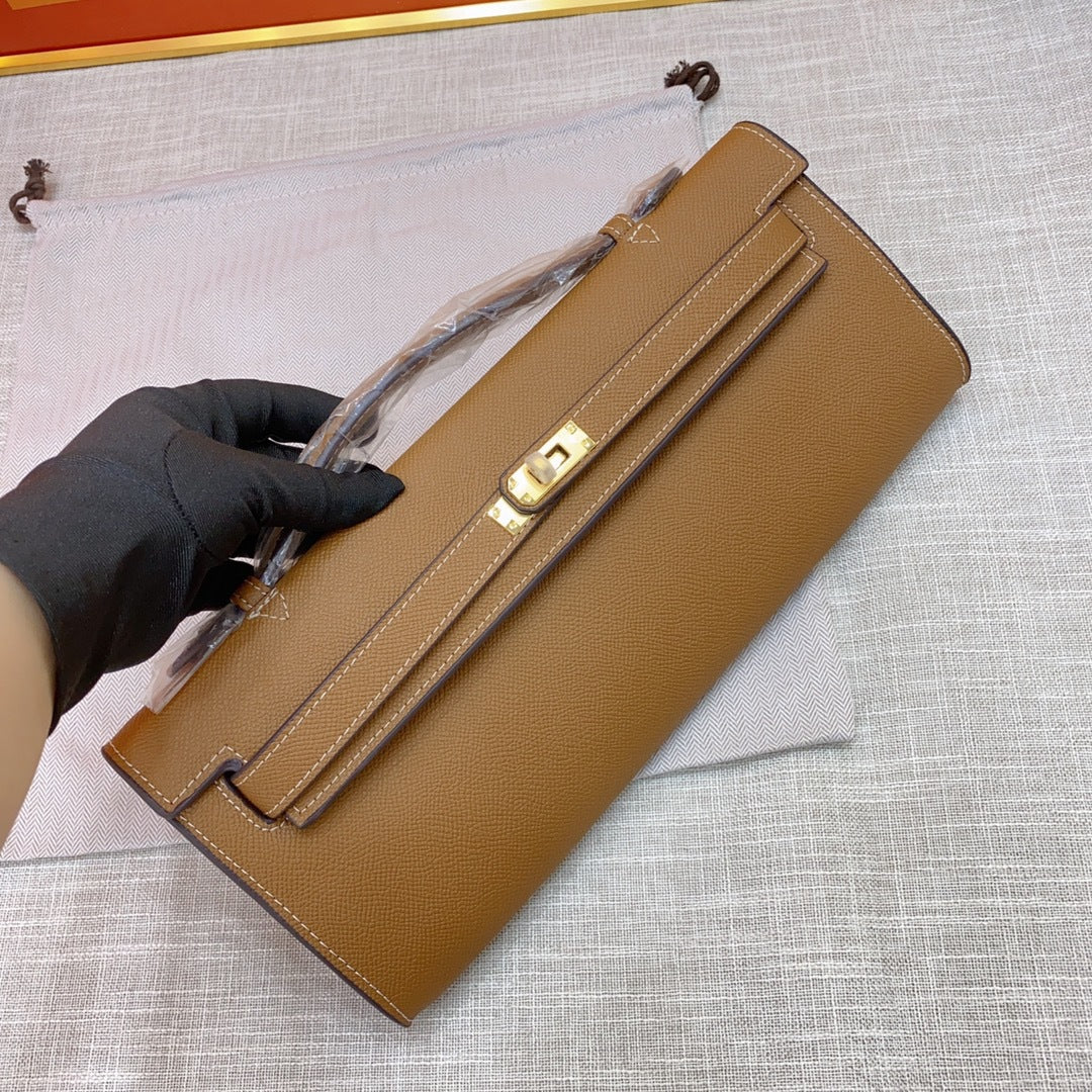 凯莉epsom掌纹手包真皮女包时尚kelly荔枝纹牛皮晚宴包亚马逊代发