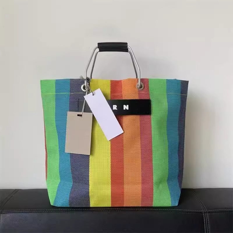 出口日韩MAR编织款铝制手提男女大容量休闲购物袋手提tote 托特包