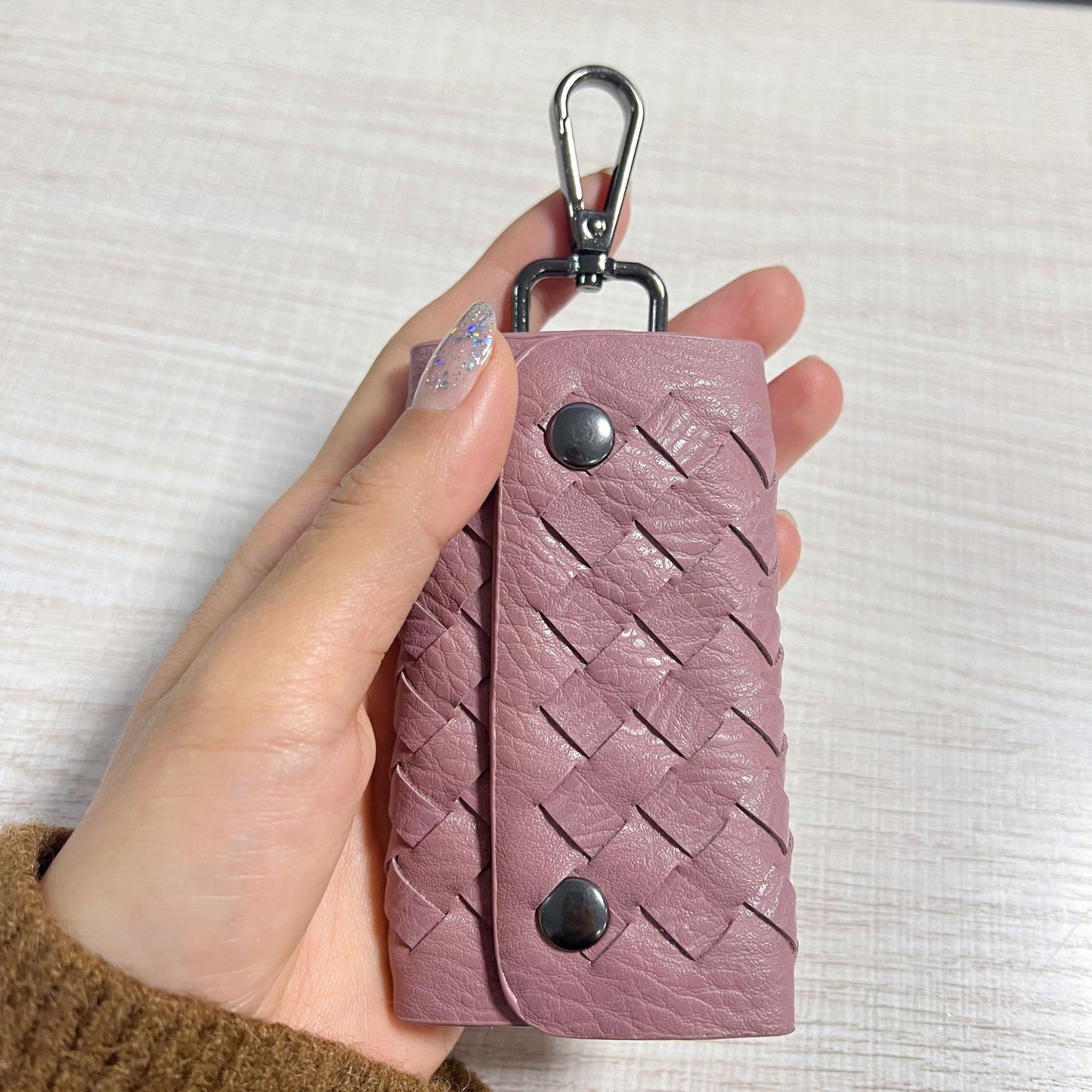 2024新款化妆盒mini收纳口红包高端漆皮带化妆镜小盒子化妆女包包