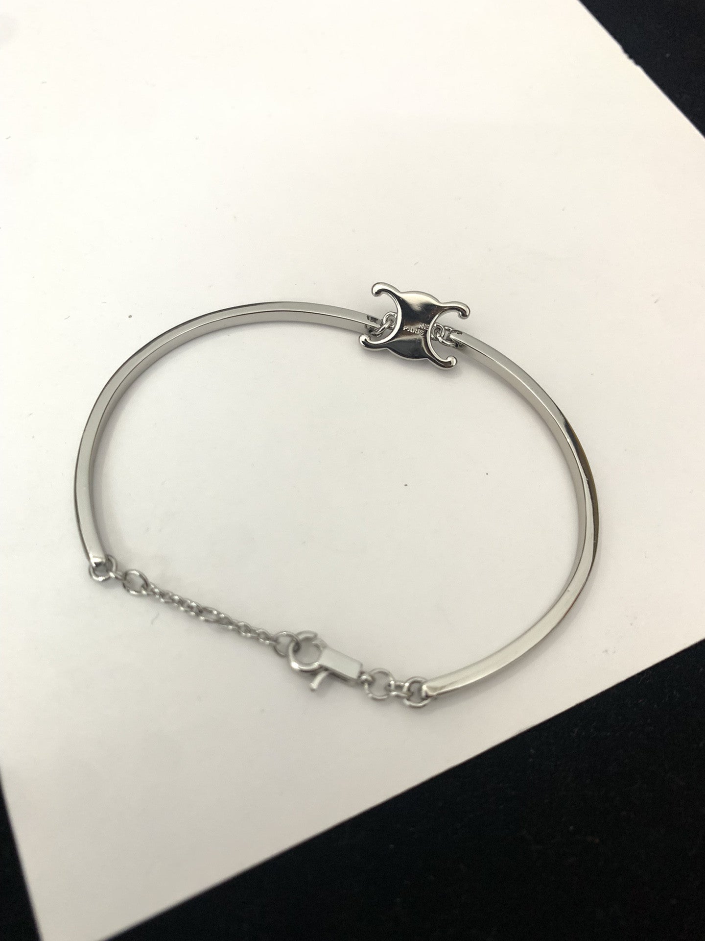 CELI风22新款凯旋门手链女光面镀金法式气质白搭高级线条INS手镯