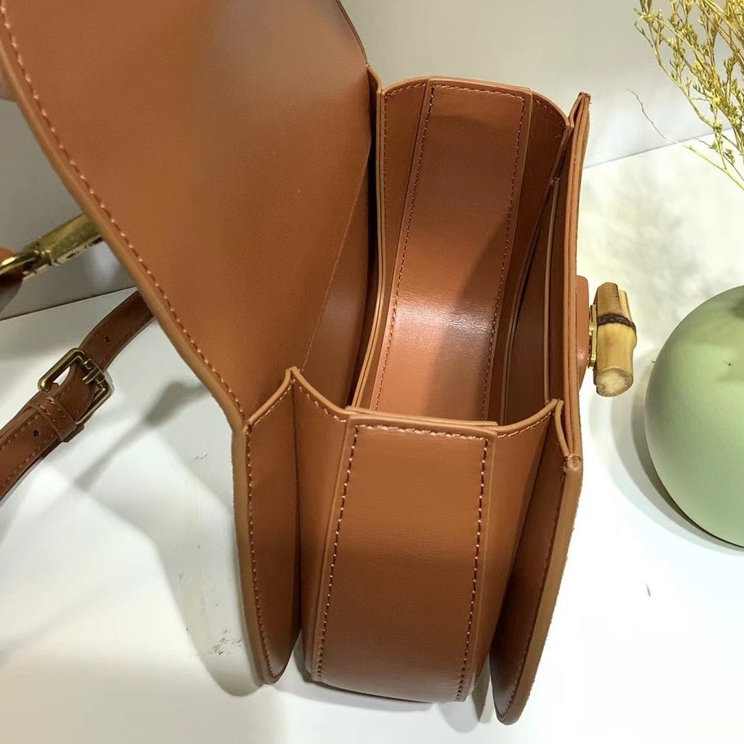 磨砂牛皮竹节手提半圆包气质斜挎包真皮托特小包2023翻牛皮新款