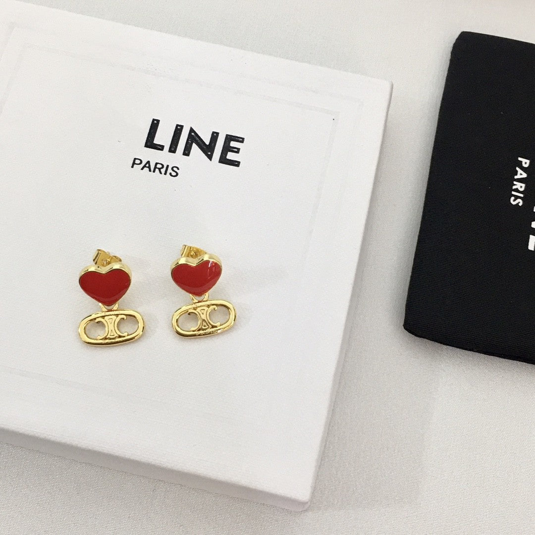 赛家23新款爱心凯旋门耳环时尚耳钉女高级感气质甜美珐琅心形耳钉