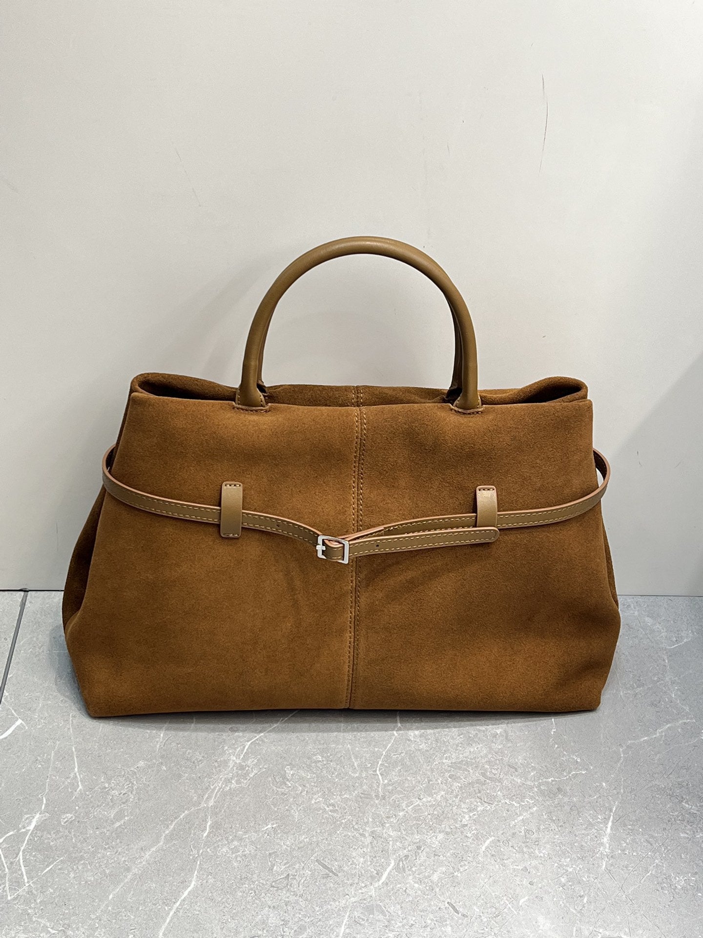 女包中古麂皮大容量托特包保龄球包牛皮通勤公文包腋下手提斜挎包