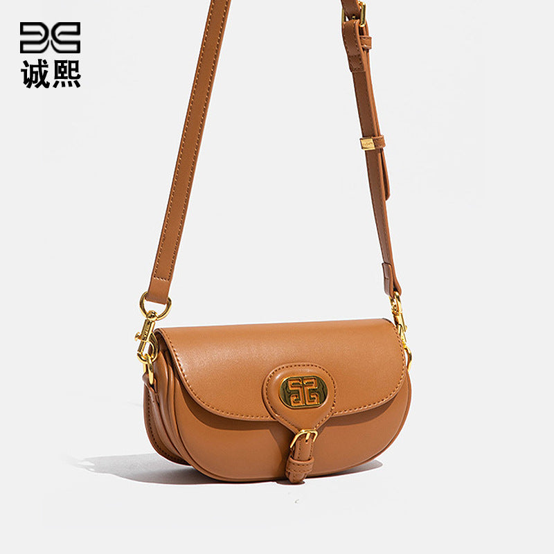 跨境新款时尚马鞍包个性潮流质感新月包复古大容量单肩包斜挎女包