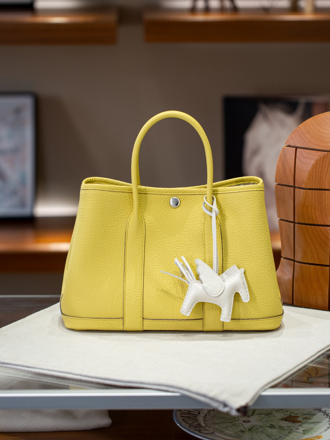 手工蜡线Garden party花园包真皮手提托特包通勤妈咪包购物袋女