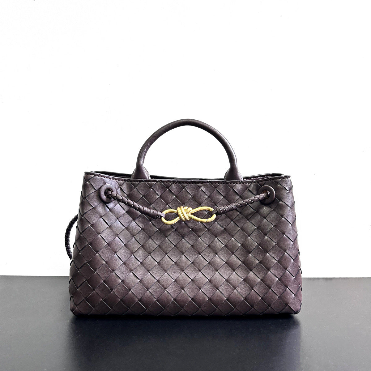 2023真皮编织包手提包女包单肩包牛皮手拎包小众品牌大包金色背包