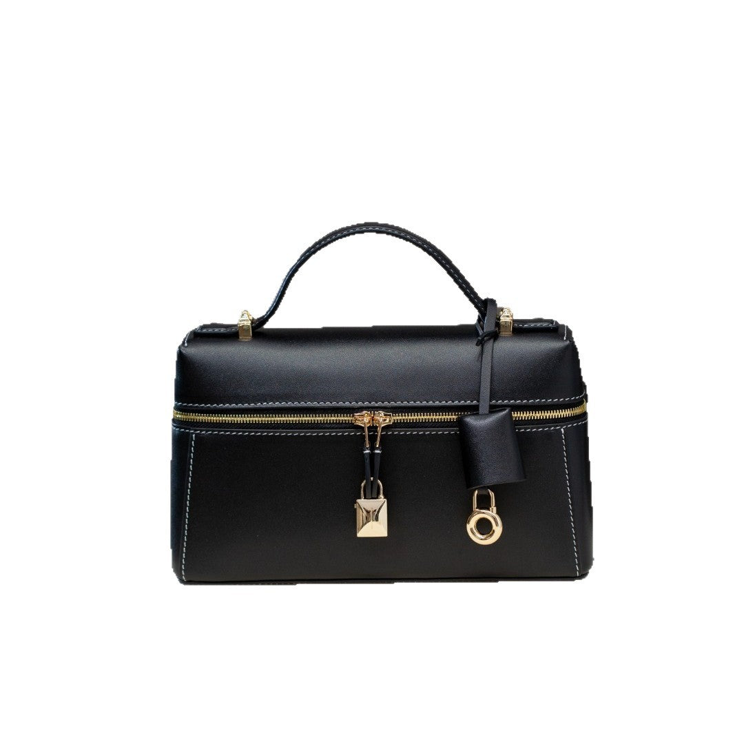 2025夏季款包包百搭牛皮lp饭盒包小众高级感真皮女包跨境斜挎包