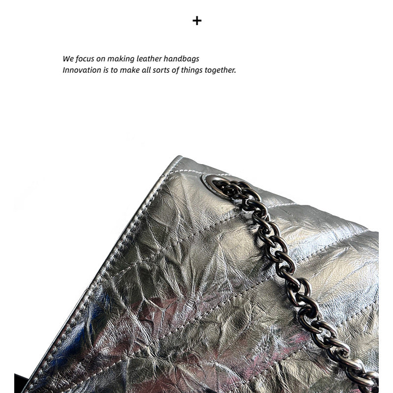 真皮沙漏包链条女士包大容量软头层小牛皮单肩斜挎时尚新款多隔层