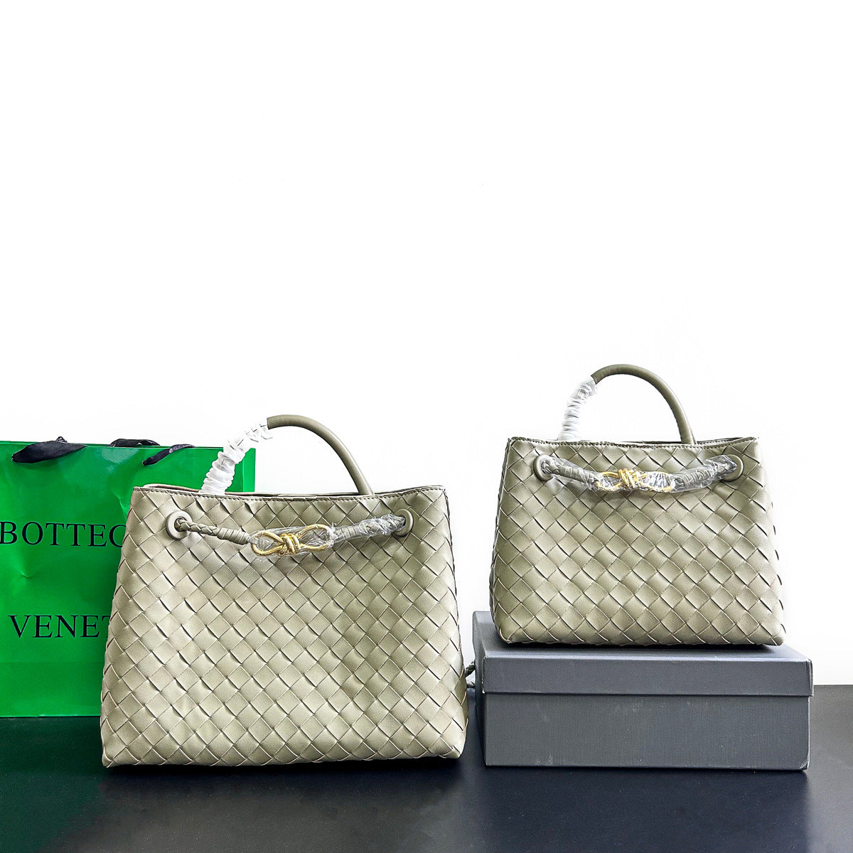 物著小众设计春季新款金属绳扣编织托特包单肩手提大容量复古女包