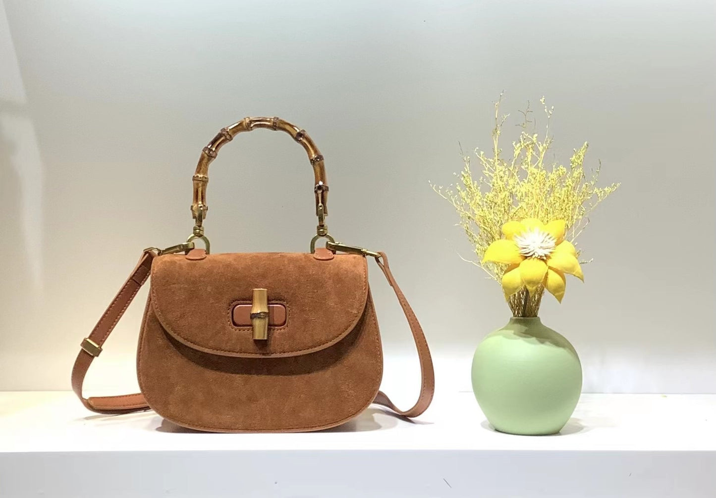 磨砂牛皮竹节手提半圆包气质斜挎包真皮托特小包2023翻牛皮新款