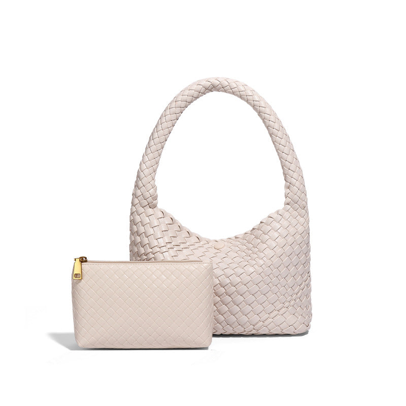 潮流复古小众腋下包时尚休闲百搭手工编织包软皮大容量手提子母包