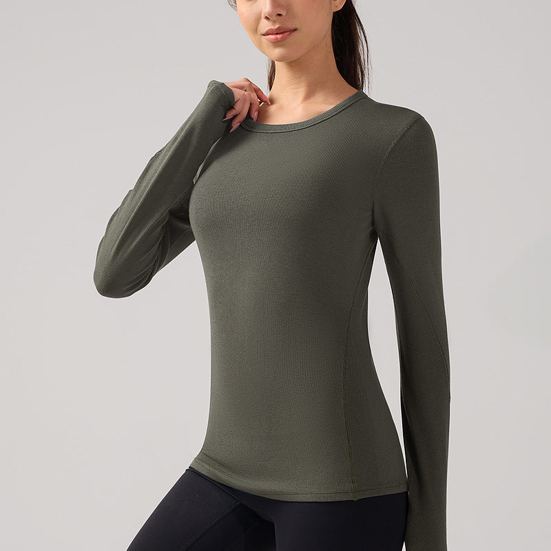 Nulr圆领长袖女裸感贴合健身T恤透气速干抗菌瑜伽服显瘦运动上衣