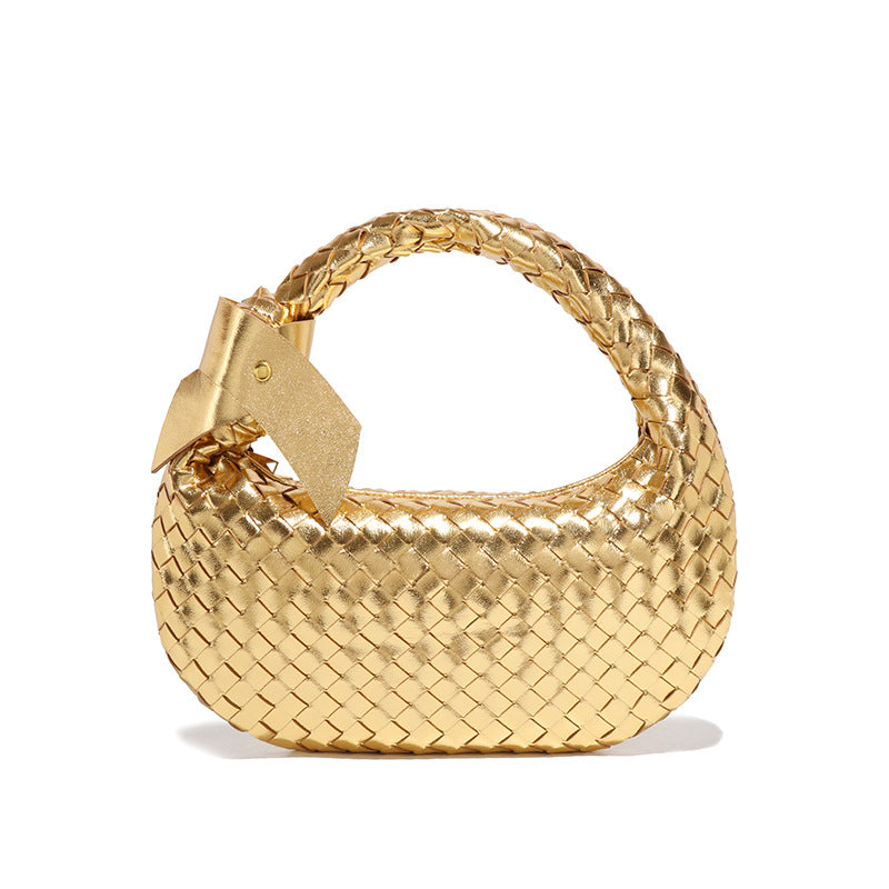 跨境潮流手工编织包包时尚休闲复古饺子包通勤百搭手拎女包单肩包