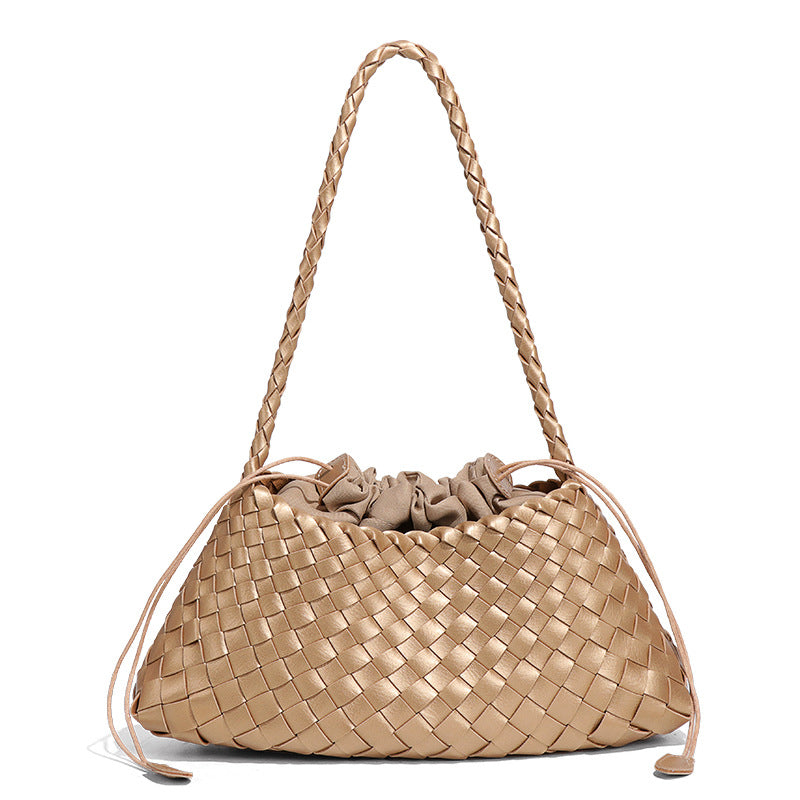 跨境新款手工编织女包高级感百搭单肩腋下包复古休闲手提子母包包