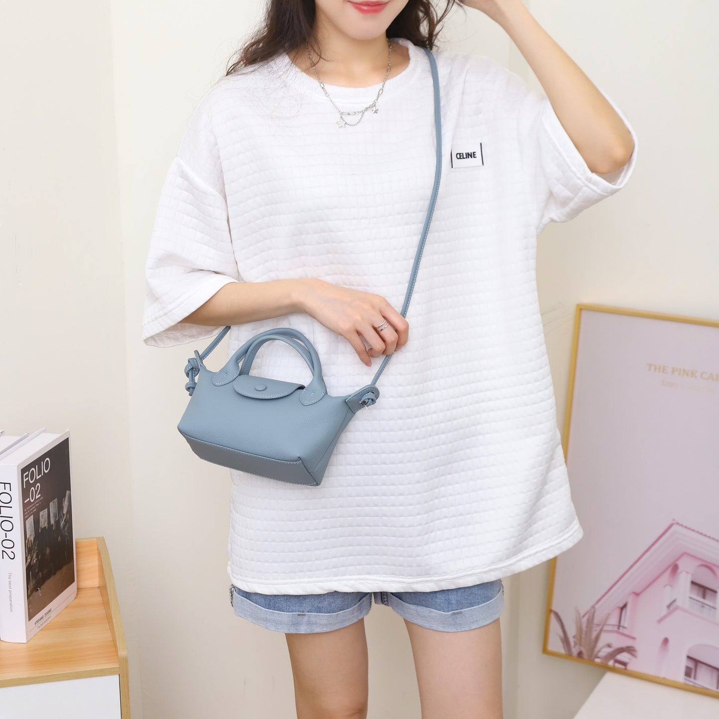 TOGO头层牛皮迷你饺子包包女ins质感单肩包手提手机包真皮斜挎包