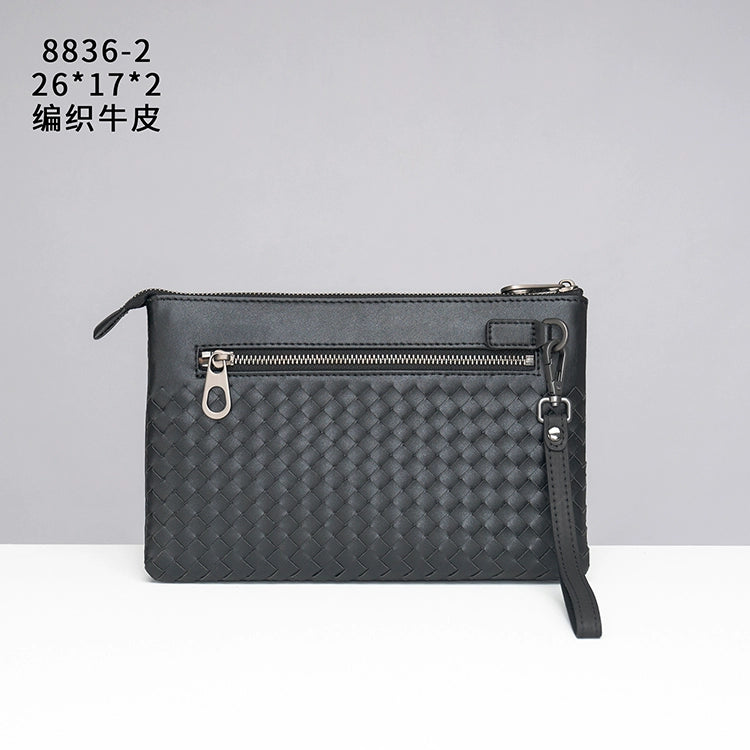 X&BV男士包包手拿包真皮休闲编织新款手包男大容量信封包时尚潮流