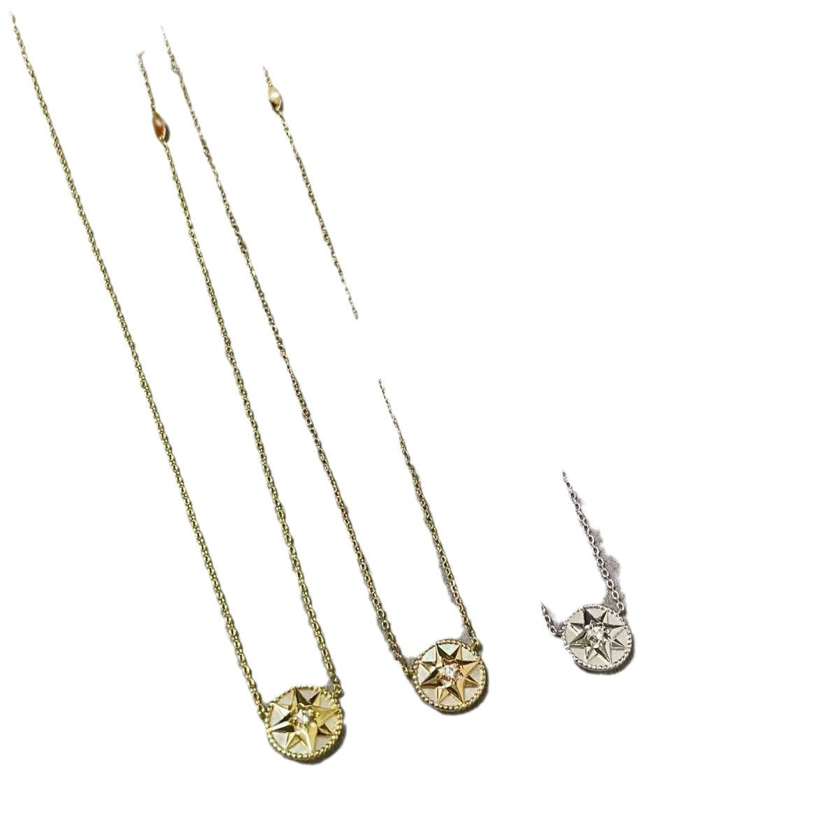 D家高版本新款满钻罗盘项链白贝母八芒星幸运罗盘项链厂家直销