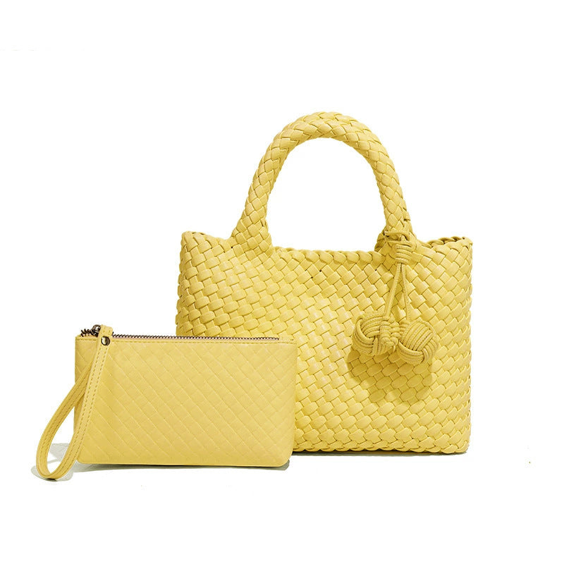 小众编织手提女包新款软皮休闲单肩斜挎包时尚百搭手拎小托特包包