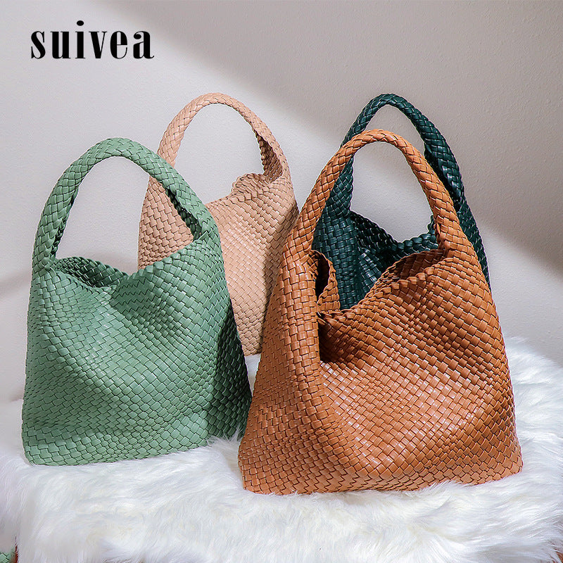 跨境热销爆款订制托特包手提女包潮流大容量腋下包编织子母单肩包