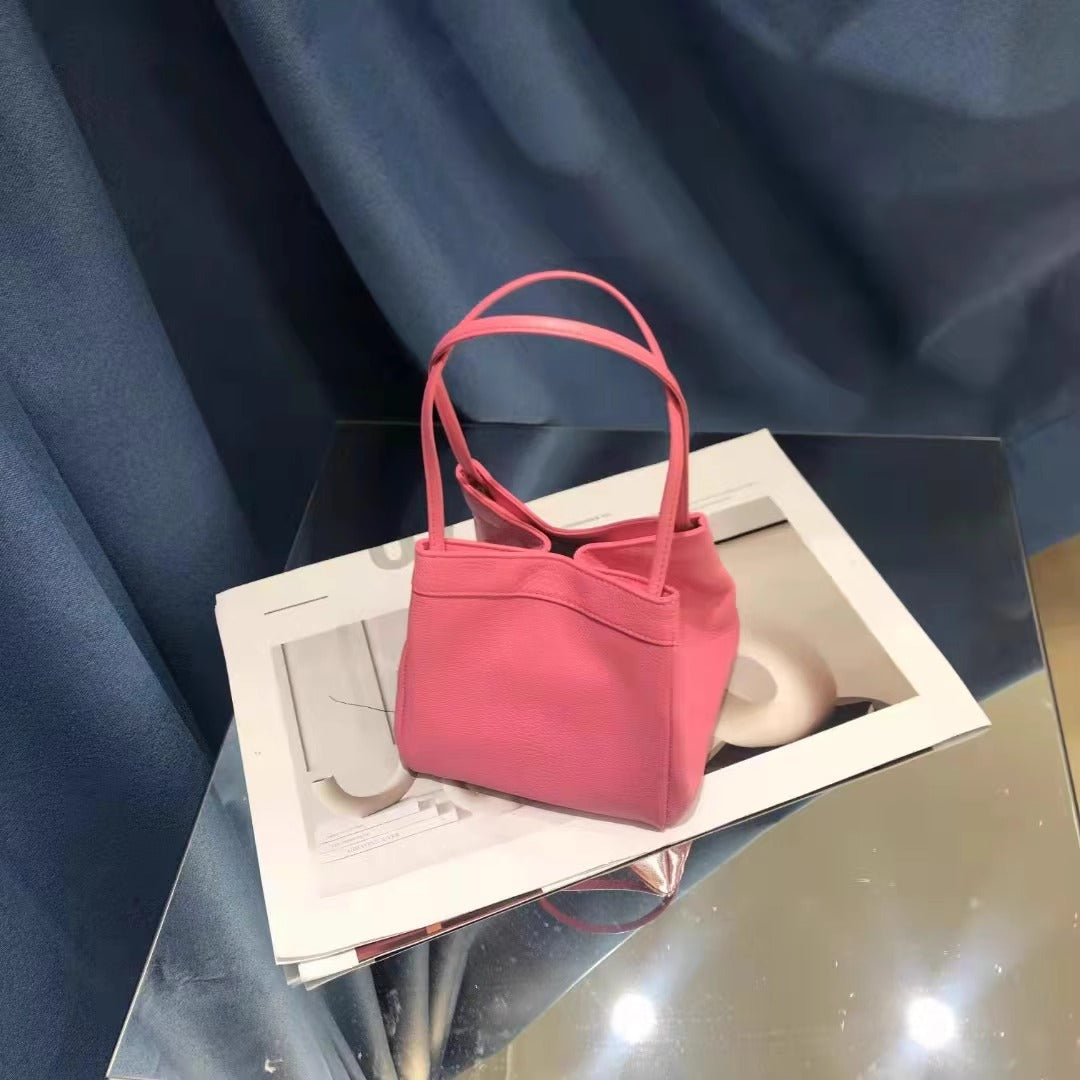 新中式国风晕染菜篮子包牛皮绸缎锦囊包手提包女单肩斜挎包水桶包