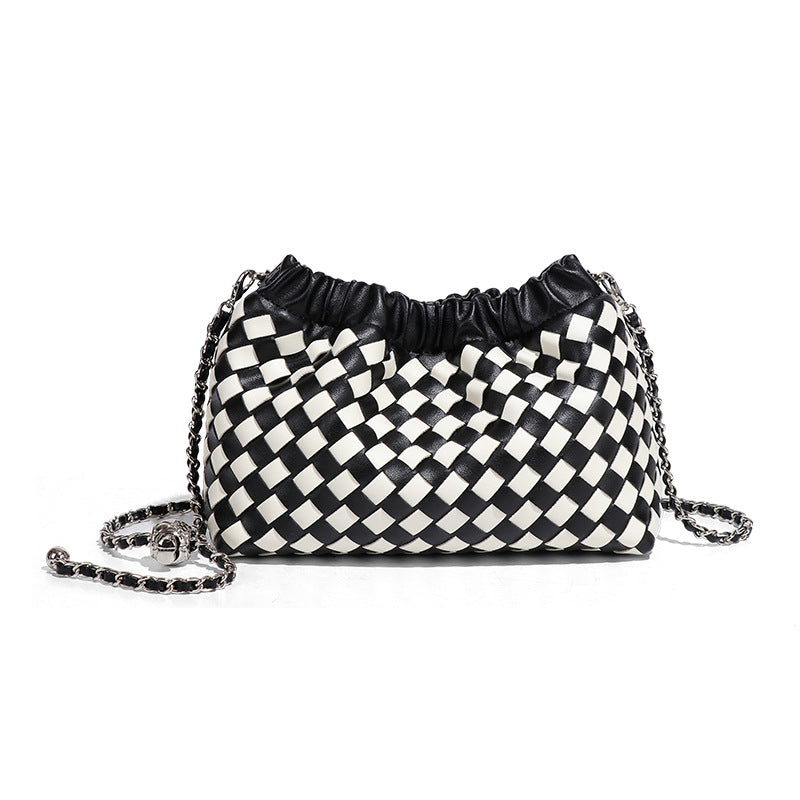 新款包包女皱褶云朵包时尚小金球手工编织包小香风秋季单肩斜挎包