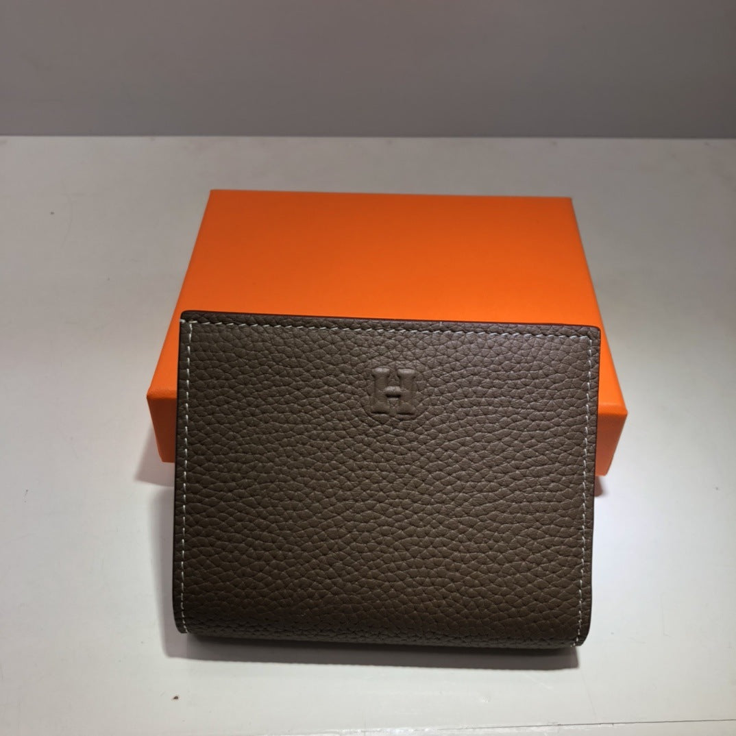 H家荔枝纹短款钱包 多功能凯莉链条包零钱包一体单肩斜挎小方包女