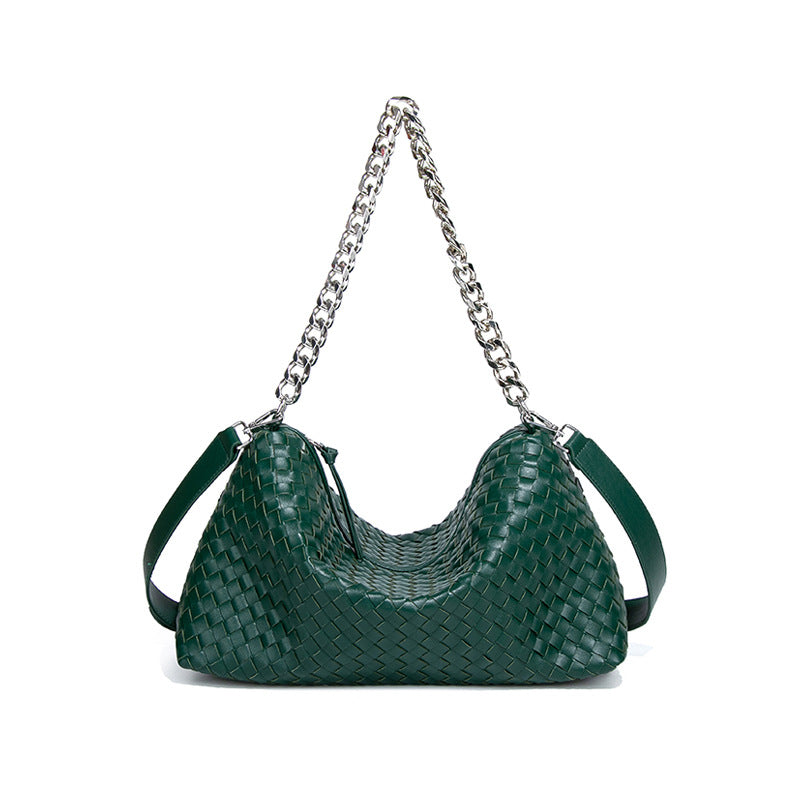 工厂2025新款手工编织包时尚链条大容量单肩腋下包个性百搭手提包