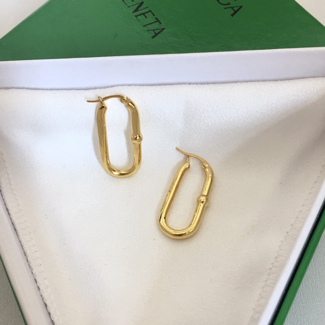 BV23新品女士CHAINS环形耳环高级感气质港风光面镀金耳扣直播供应