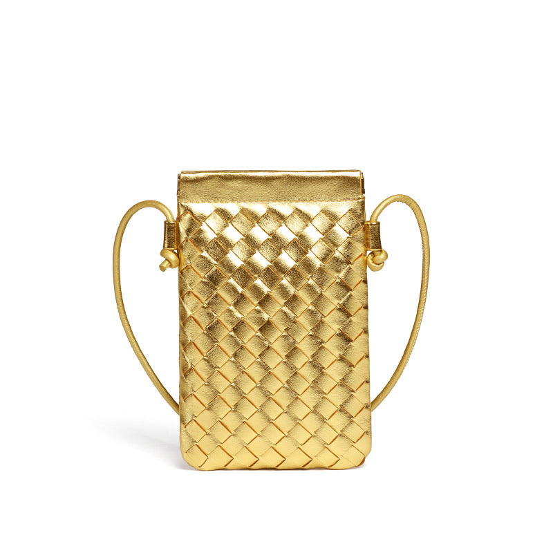 设计感竖款编织手机包定制时尚小包斜挎零钱包mini钥匙卡包单肩包