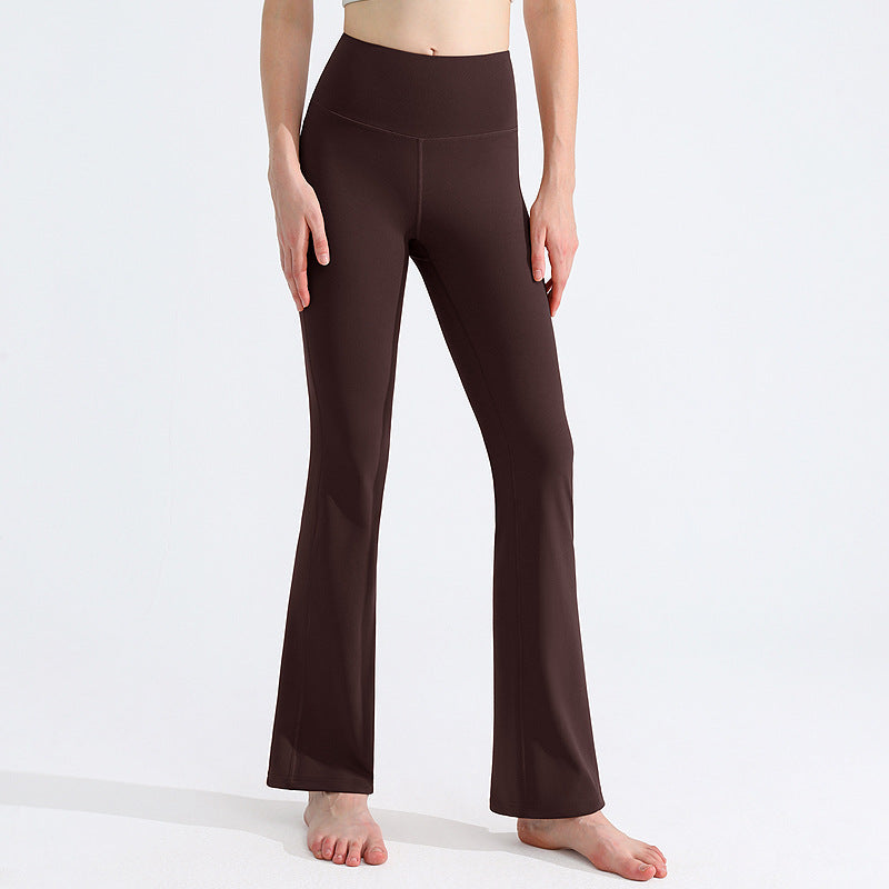 微喇叭运动瑜伽裤女高弹裸感吸湿速干健身裤高腰防卷边抑菌紧身裤