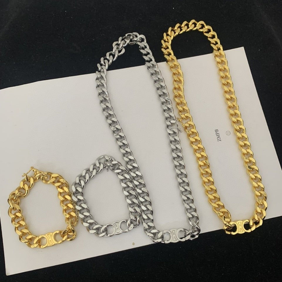 赛林家22新款凯旋门朋克风项链手链个性欧美风重工粗链条颈链